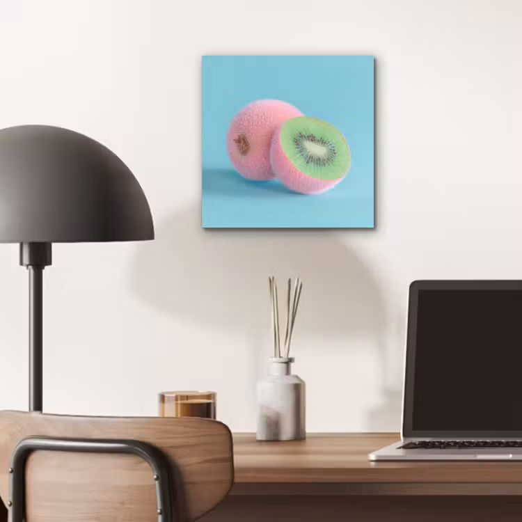 Kiwi - Blauw - Surrealistisch aluminium wit klein -sfeer5