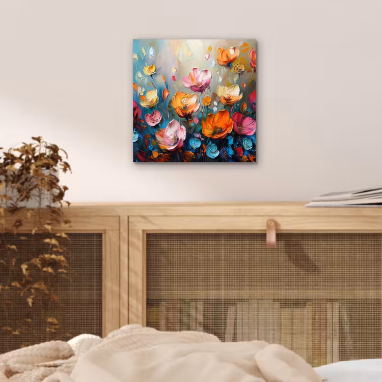 Klaprozen - Bloemen - Kunst - Botanisch aluminium wit klein -sfeer3