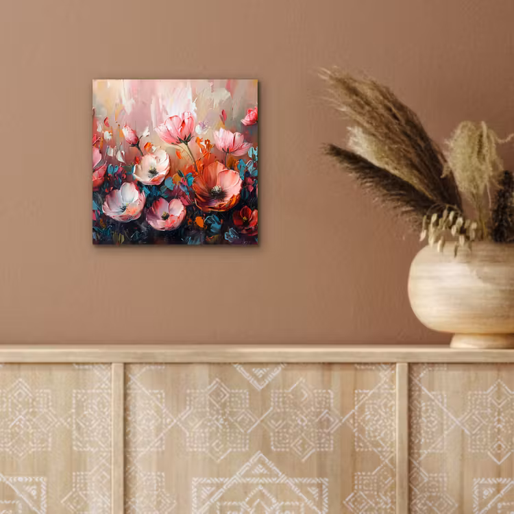 Klaprozen - Roze - Bloemen - Botanisch - Kunst aluminium wit klein -sfeer4