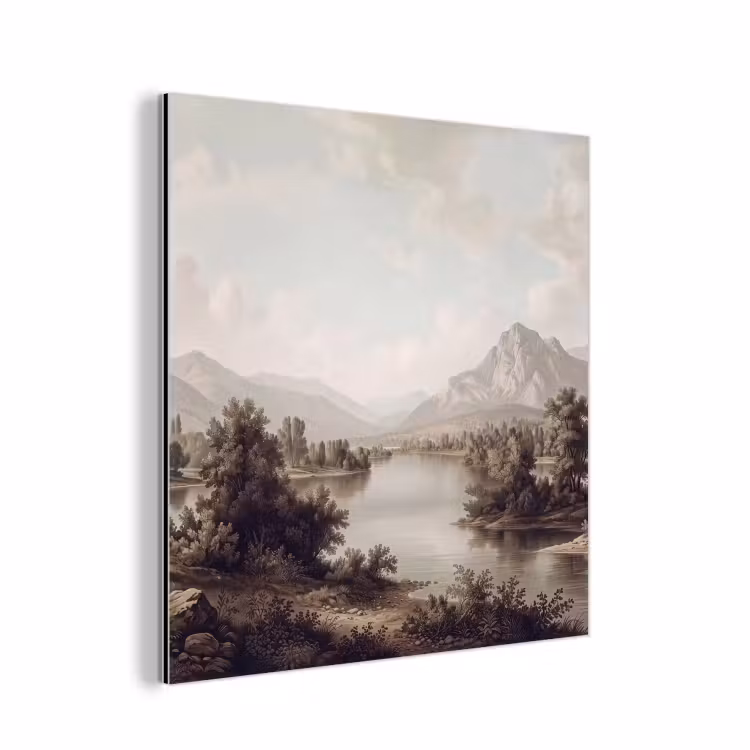 Klassiek - Landschap - Sereen aluminium wit klein -3d