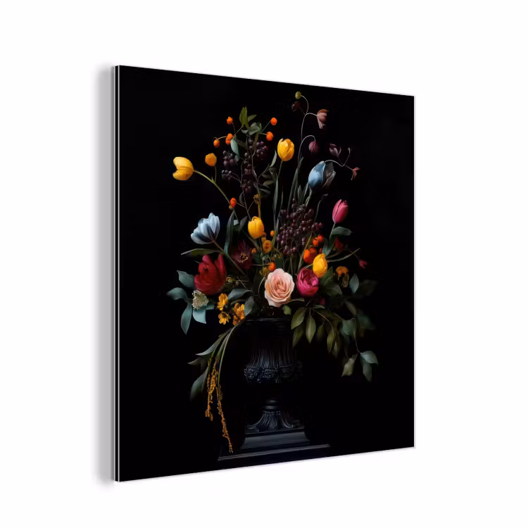Klassiek - Vaas - Boeket - Bloemen aluminium wit klein -3d