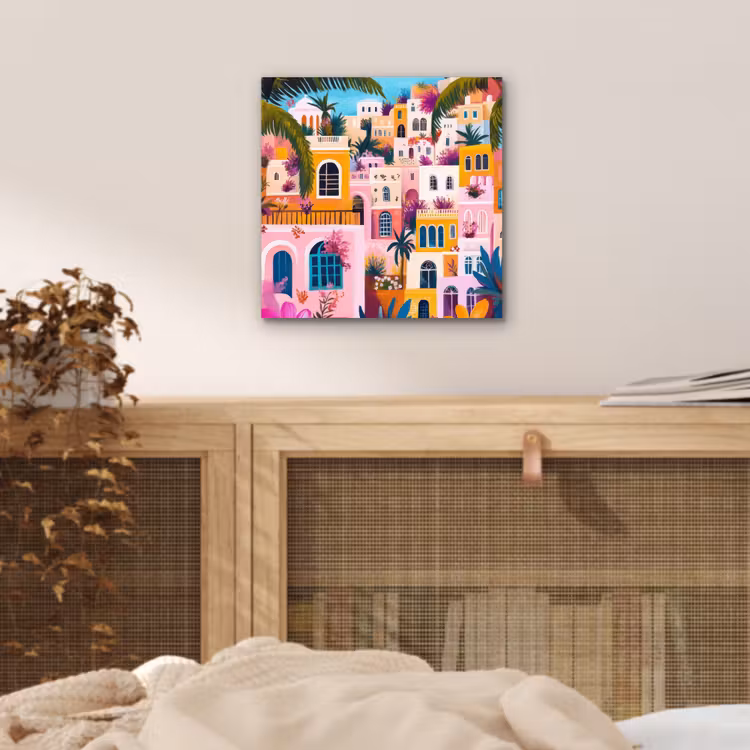 Kleurrijk - Roze - Oranje - Geel - Bloemen aluminium wit klein -sfeer3