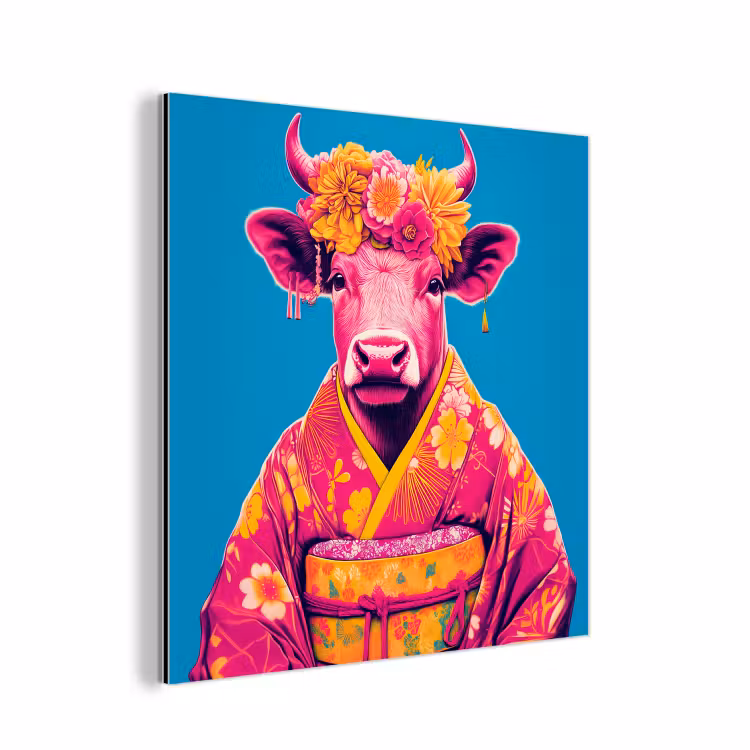 Koe - Bloemenkrans - Oorhangers - Kimono aluminium wit klein -3d