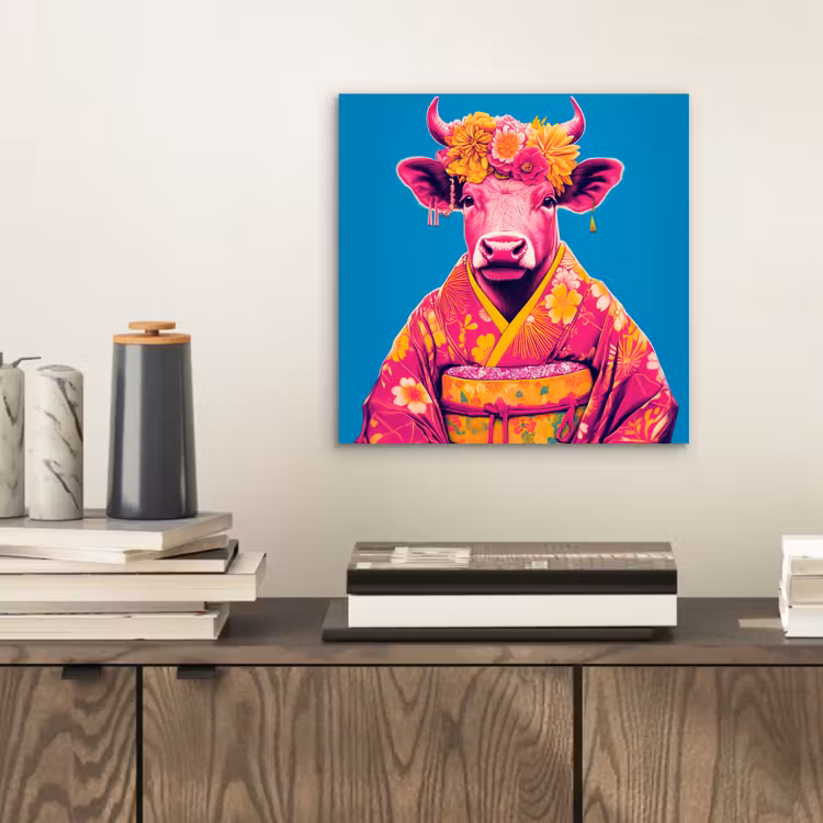 Koe - Bloemenkrans - Oorhangers - Kimono aluminium wit klein -sfeer1