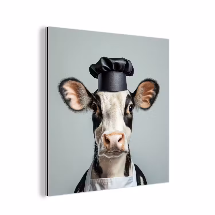 Koe - Zwart - Wit - Kok aluminium wit klein -3d