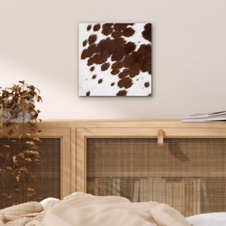 Koeienhuid - Klassiek - Bruin aluminium wit klein -sfeer3