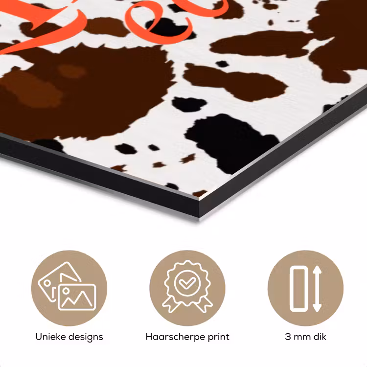 Koeienprint - Limited edition - Rood aluminium wit klein -closeup_NL
