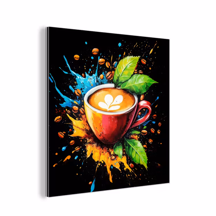 Koffie - Graffiti - Drinken - Abstract aluminium wit klein -3d