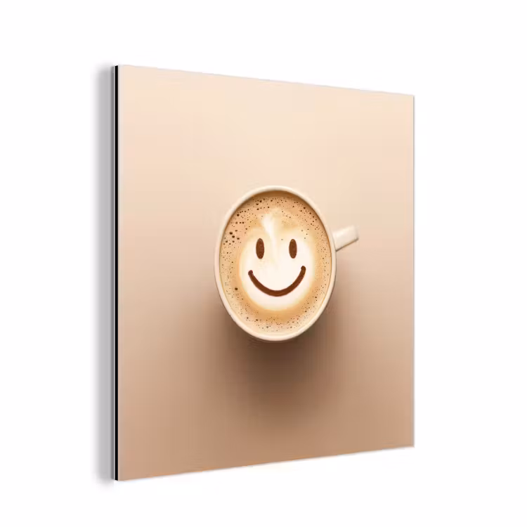 Koffie - Melkschuim - Lach - Beige aluminium wit klein -3d