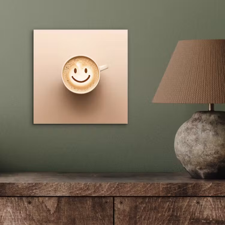 Koffie - Melkschuim - Lach - Beige aluminium wit klein -sfeer2