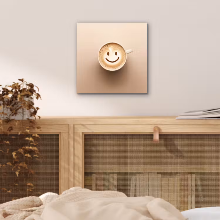 Koffie - Melkschuim - Lach - Beige aluminium wit klein -sfeer3