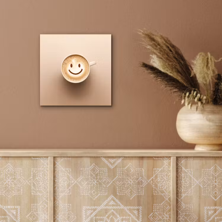 Koffie - Melkschuim - Lach - Beige aluminium wit klein -sfeer4