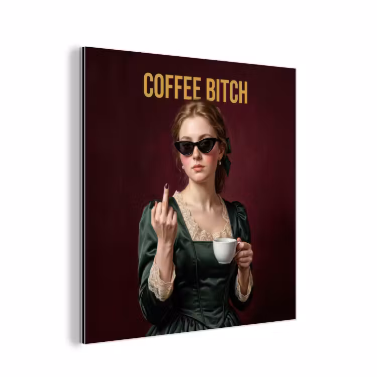 Koffie - Vrouw - Middelvinger aluminium wit klein -3d