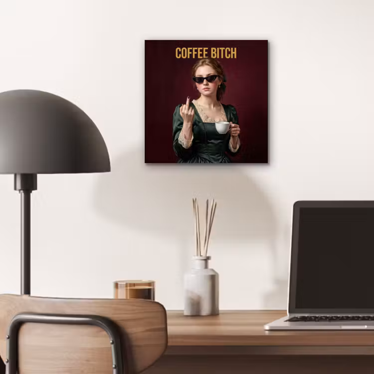 Koffie - Vrouw - Middelvinger aluminium wit klein -sfeer5