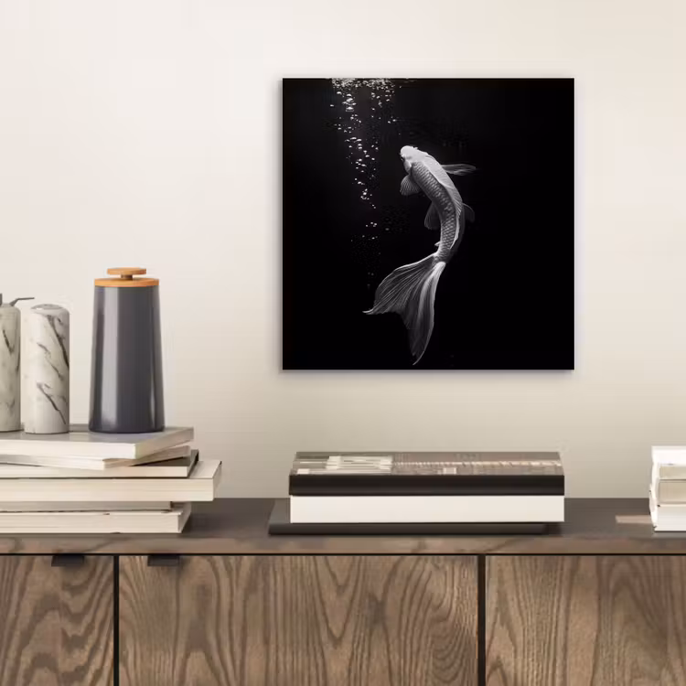 Koi - Vis - Wit - Zwart aluminium wit klein -sfeer1