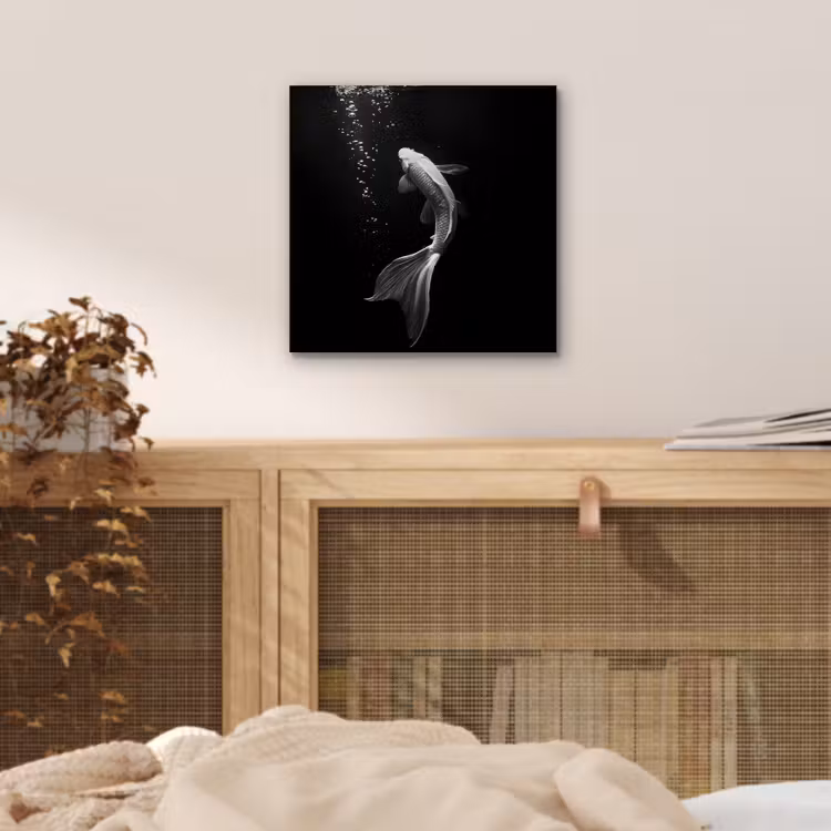 Koi - Vis - Wit - Zwart aluminium wit klein -sfeer3