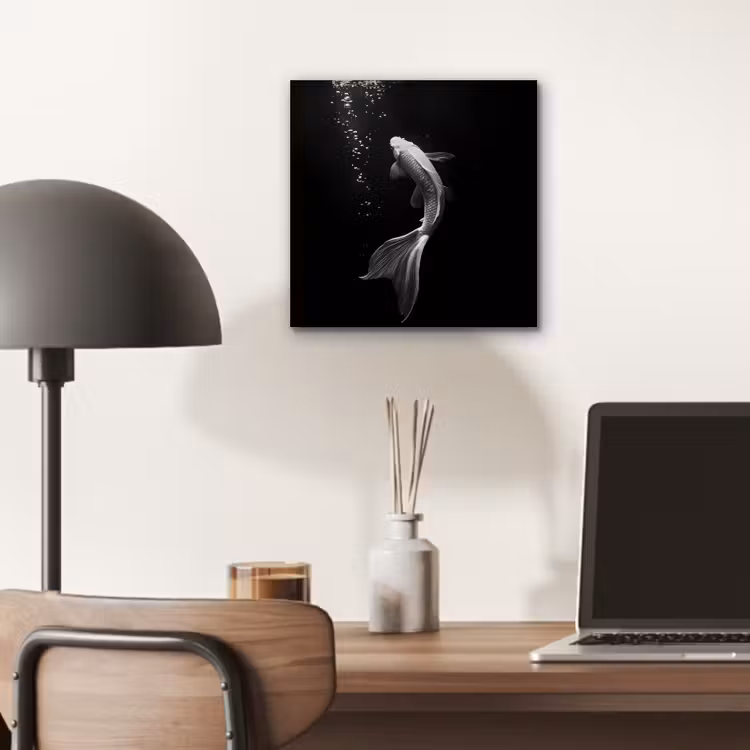 Koi - Vis - Wit - Zwart aluminium wit klein -sfeer5