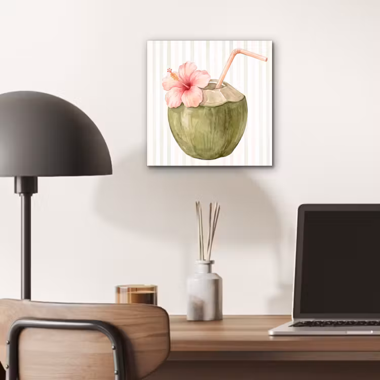 Kokosnoot - Drank - Tropisch - Illustratie - Zomer aluminium wit klein -sfeer5