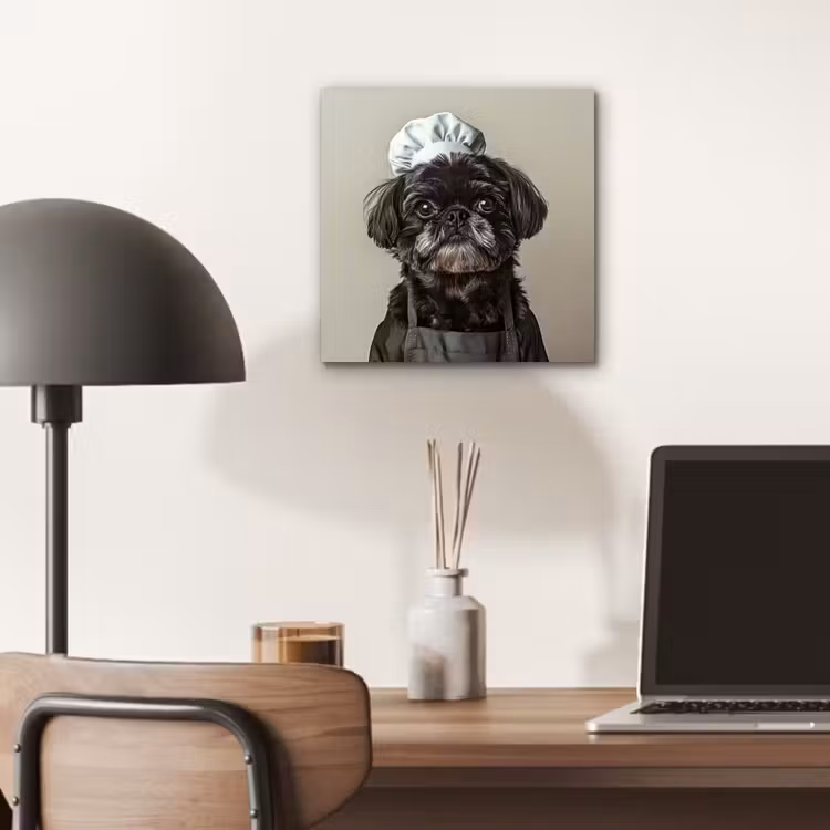 Kokskleding - Zwart - Hondje aluminium wit klein -sfeer5