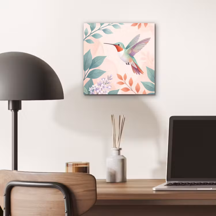 Kolibrie - Vliegen - Natuur - Illustratie - Kleurrijk aluminium wit klein -sfeer5