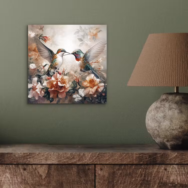 Kolibrie - Vogels - Bloemen - Natuur aluminium wit klein -sfeer2