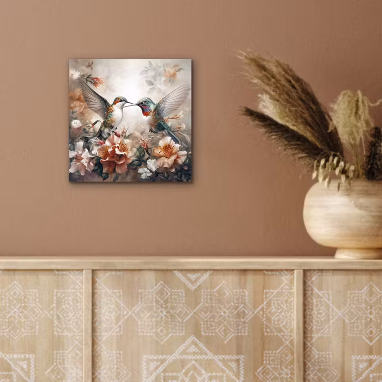 Kolibrie - Vogels - Bloemen - Natuur aluminium wit klein -sfeer4