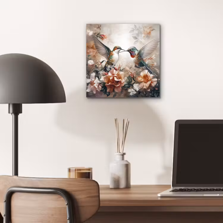 Kolibrie - Vogels - Bloemen - Natuur aluminium wit klein -sfeer5