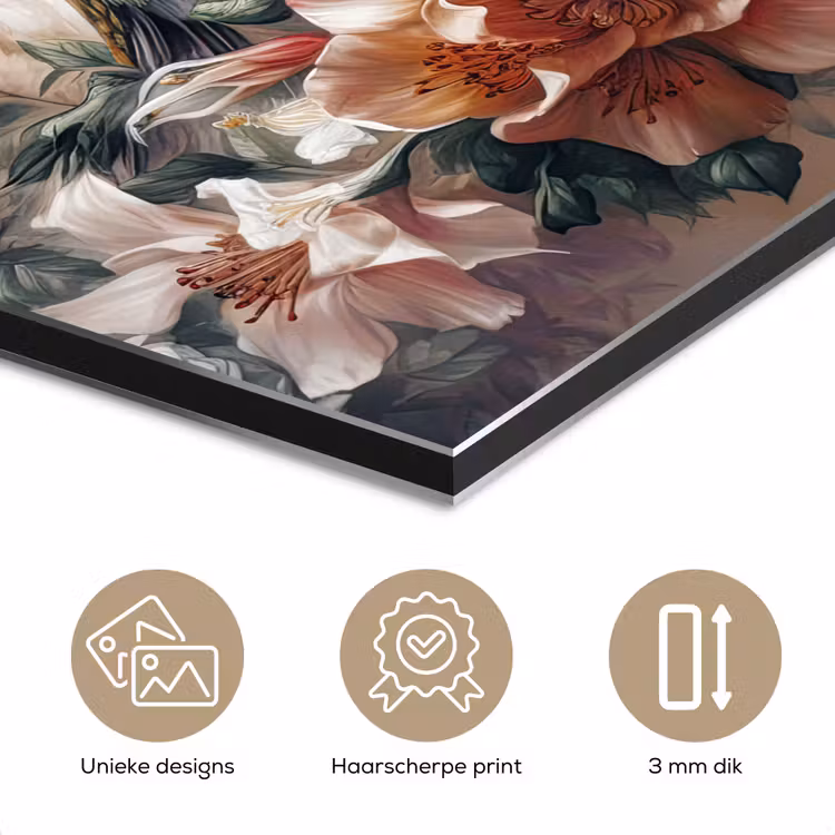 Kolibrie - Vogels - Bloemen - Natuur aluminium wit klein -closeup_NL