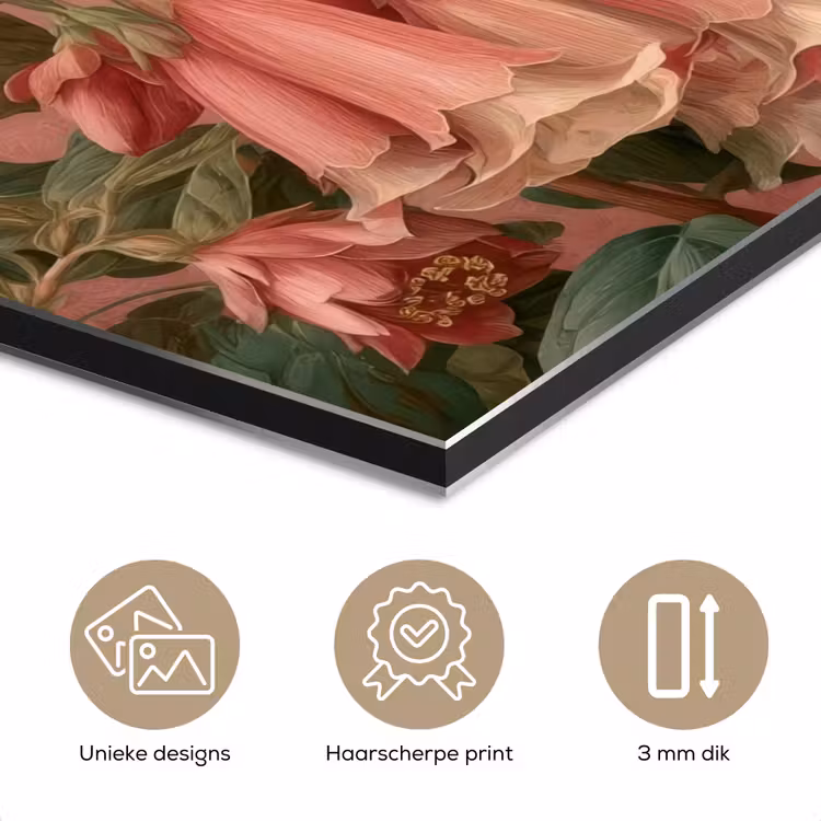 Kolibries - Bloemen - Groen - Roze aluminium wit klein -closeup_NL