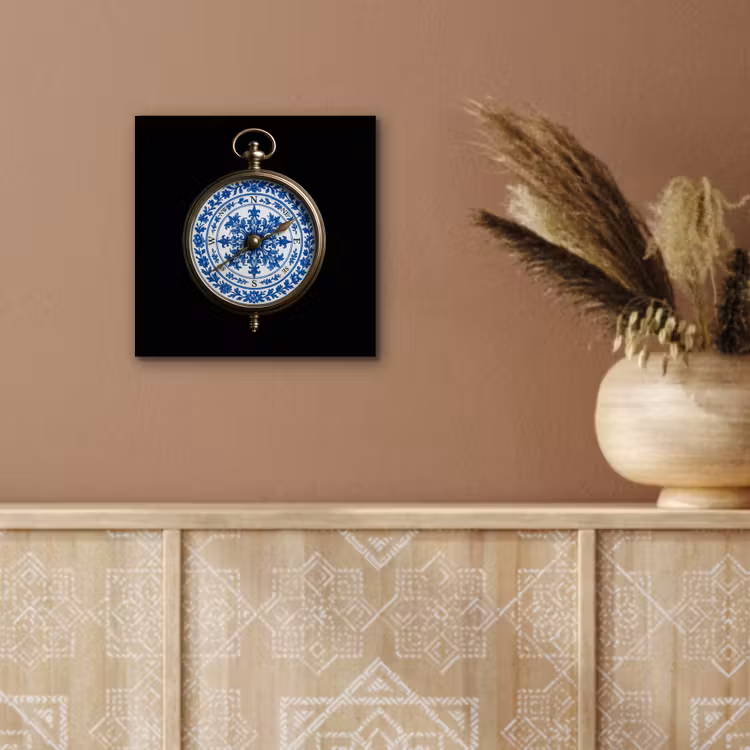 Kompas - Delfts blauw - Zwart aluminium wit klein -sfeer4