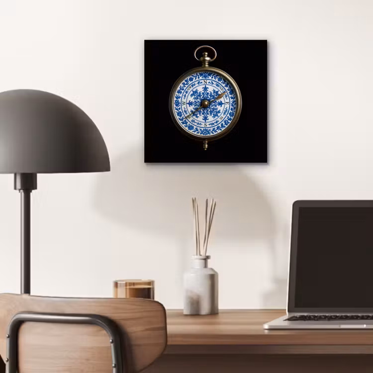 Kompas - Delfts blauw - Zwart aluminium wit klein -sfeer5