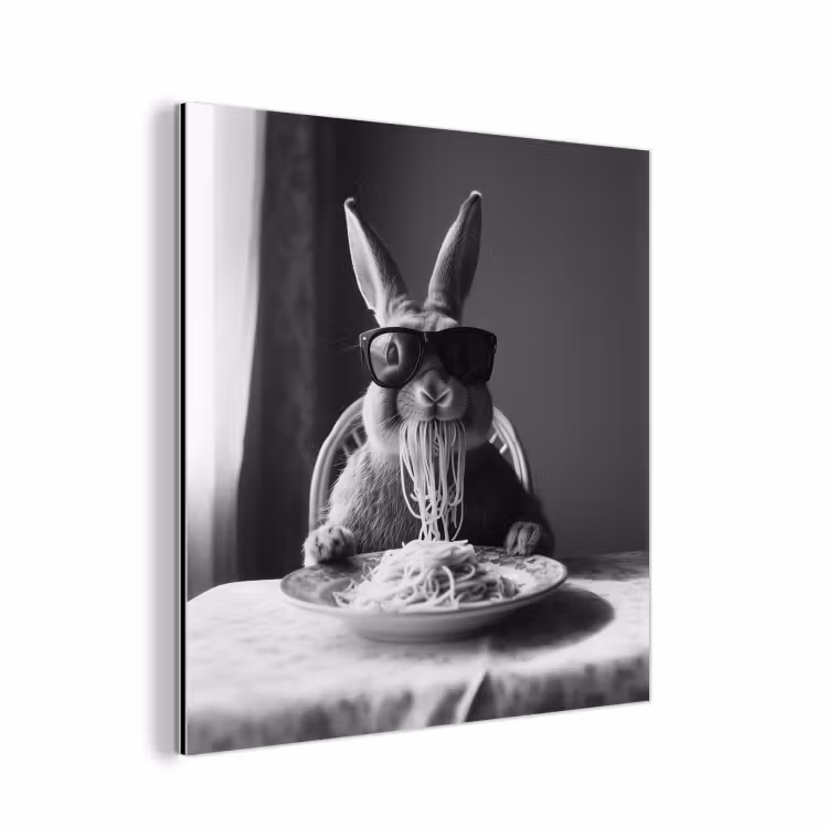 Konijn - Bunny - Zonnebril - Tafelkleed - Pasta - Schattig aluminium wit klein -3d