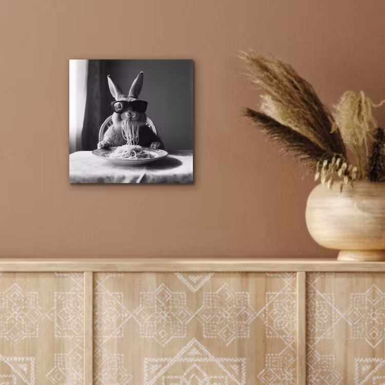 Konijn - Bunny - Zonnebril - Tafelkleed - Pasta - Schattig aluminium wit klein -sfeer4