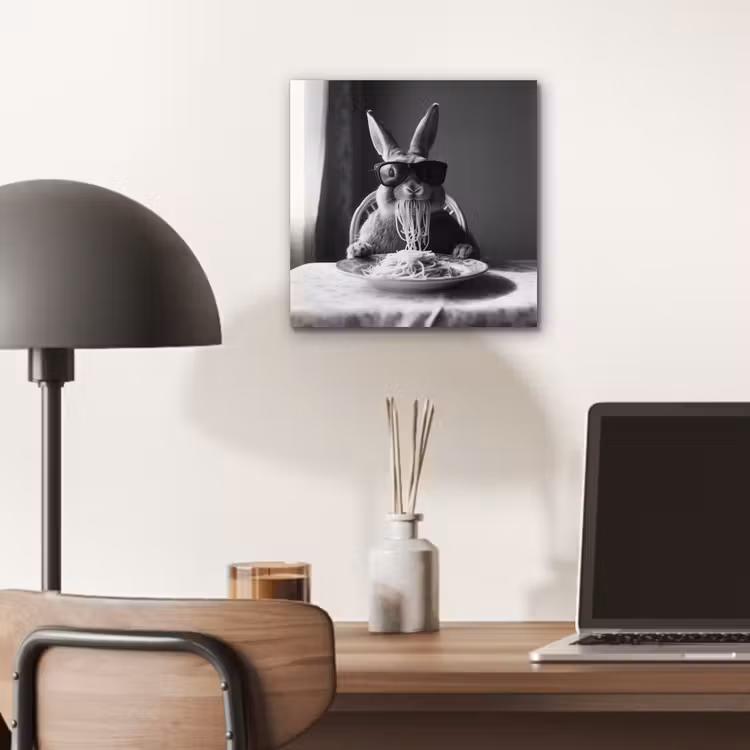 Konijn - Bunny - Zonnebril - Tafelkleed - Pasta - Schattig aluminium wit klein -sfeer5
