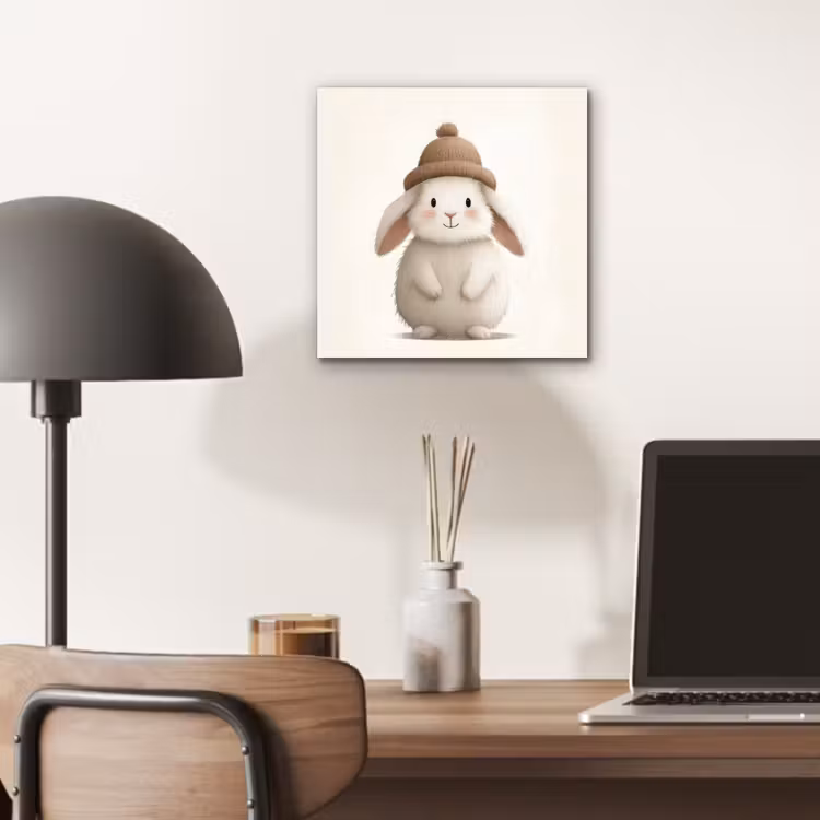 Konijn - Muts - Oren - Beige aluminium wit klein -sfeer5