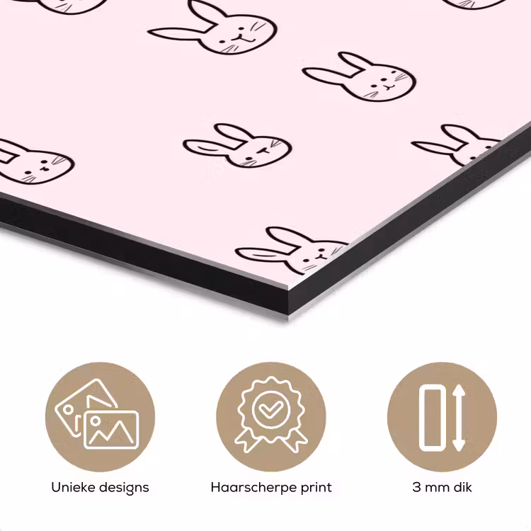 Konijnen - Minimalistisch - Roze aluminium wit klein 46 -closeup_NL