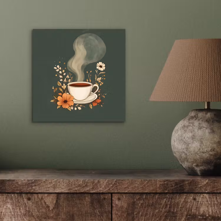 Kop - Bloemen - Groen - Koffie aluminium wit klein -sfeer2