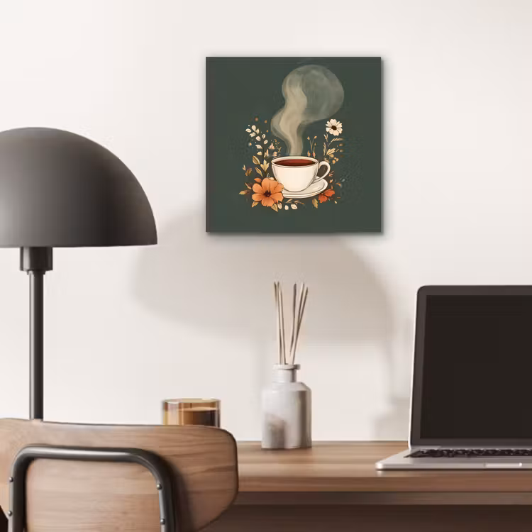 Kop - Bloemen - Groen - Koffie aluminium wit klein -sfeer5