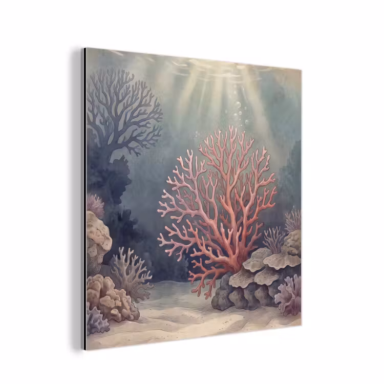 Koraal - Onderwater - Natuur - Roze aluminium wit klein -3d