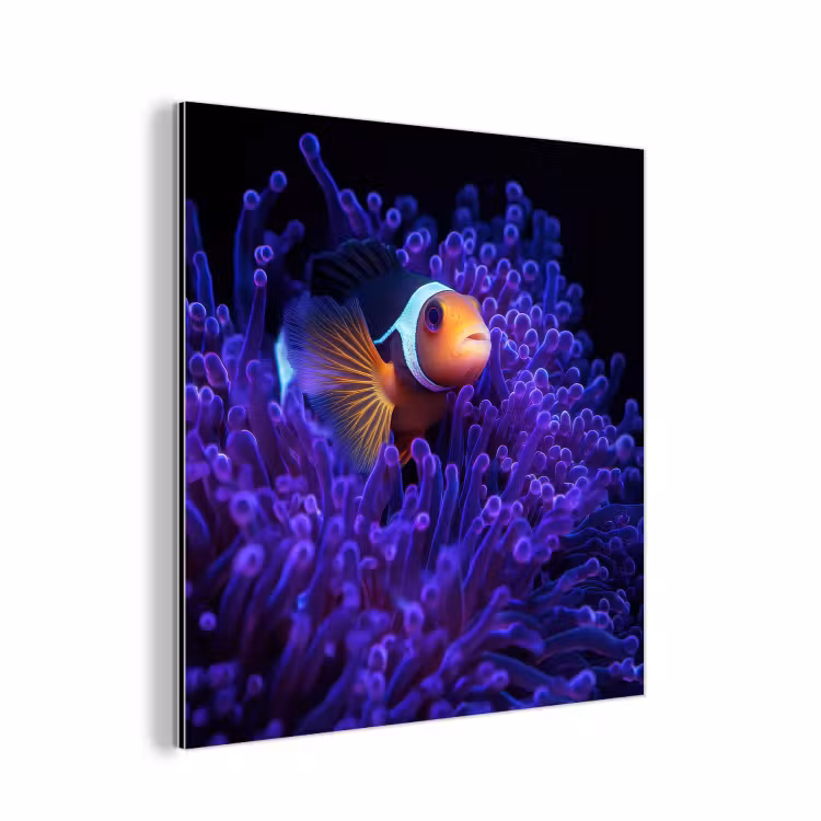 Koraal - Vis - Oranje - Zee aluminium wit klein -3d