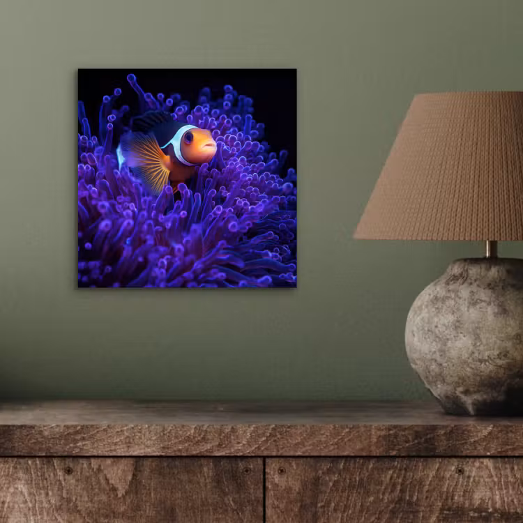 Koraal - Vis - Oranje - Zee aluminium wit klein -sfeer2