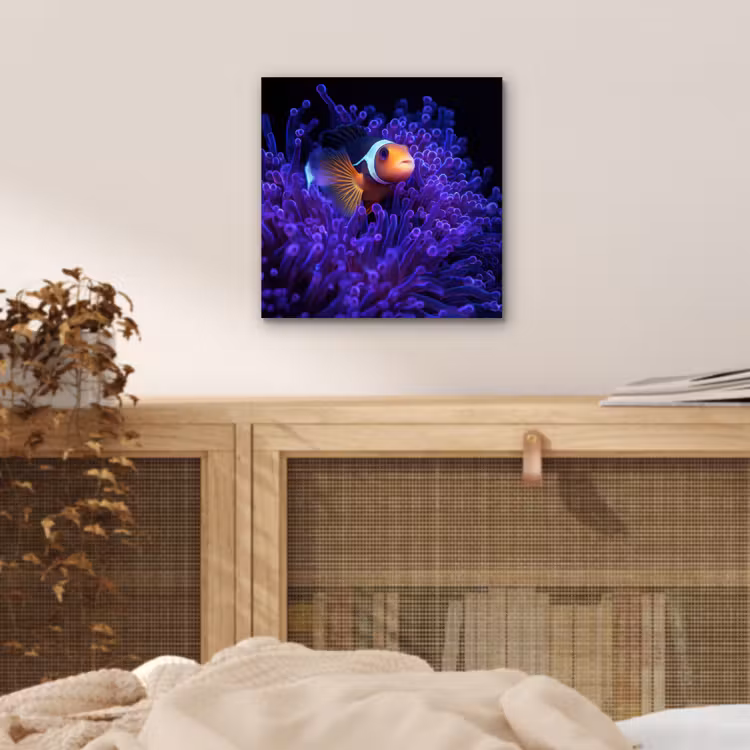Koraal - Vis - Oranje - Zee aluminium wit klein -sfeer3