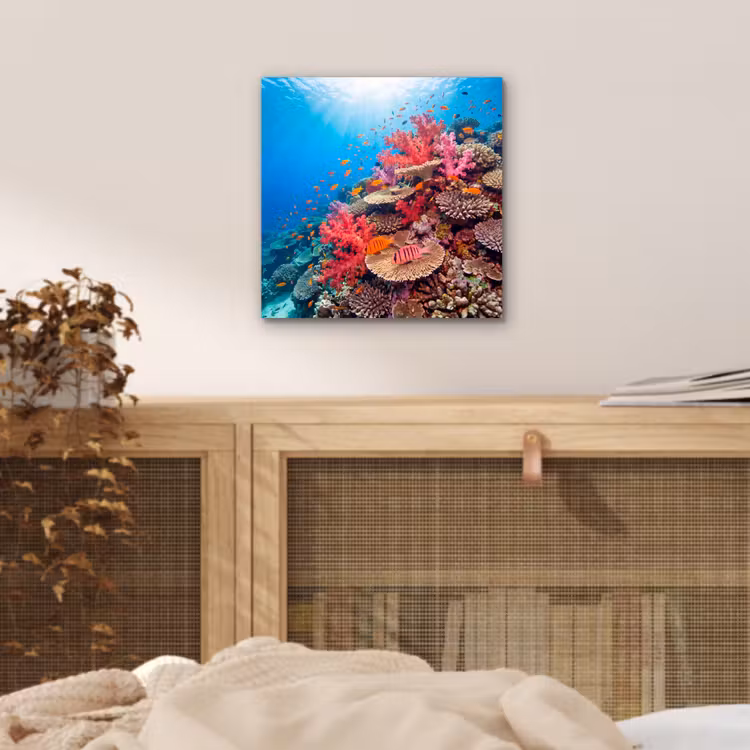Koraalrif - Vissen - Onderwater - Tropisch - Rood aluminium wit klein -sfeer3