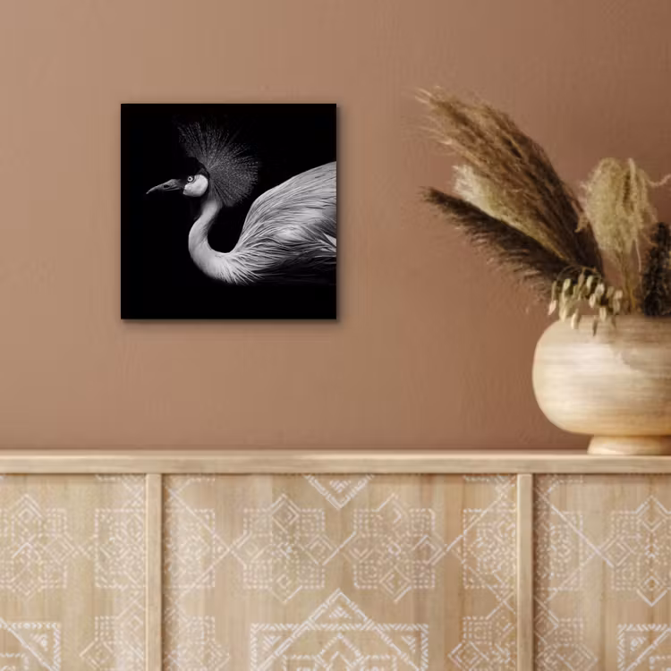 Kraanvogel - Zwart - Wit - Vogel - Dieren aluminium wit klein -sfeer4