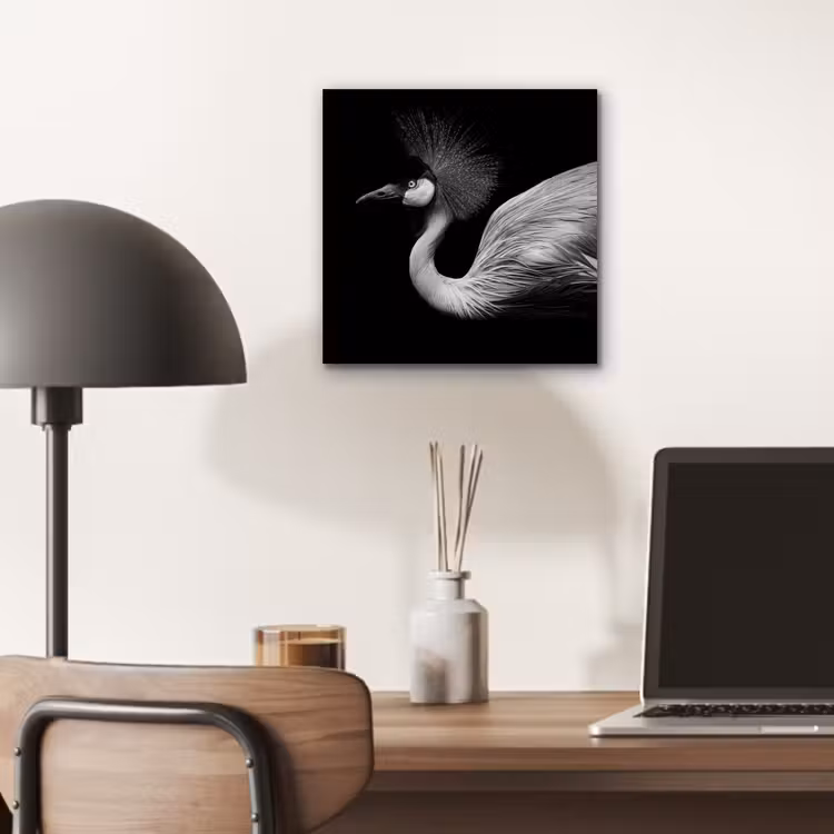 Kraanvogel - Zwart - Wit - Vogel - Dieren aluminium wit klein -sfeer5