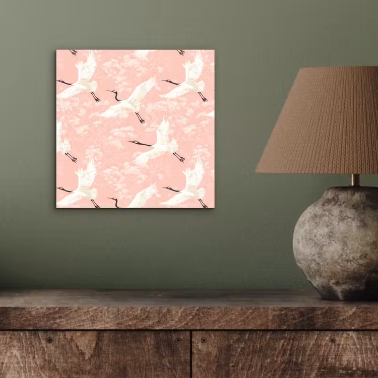 Kraanvogels - Bloesem - Roze aluminium wit klein 46 -sfeer2