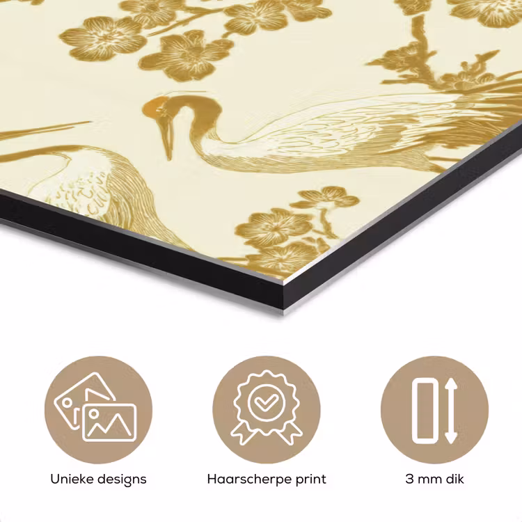 Kraanvogels - Kersenbloesem - Goud aluminium wit klein 46 -closeup_NL