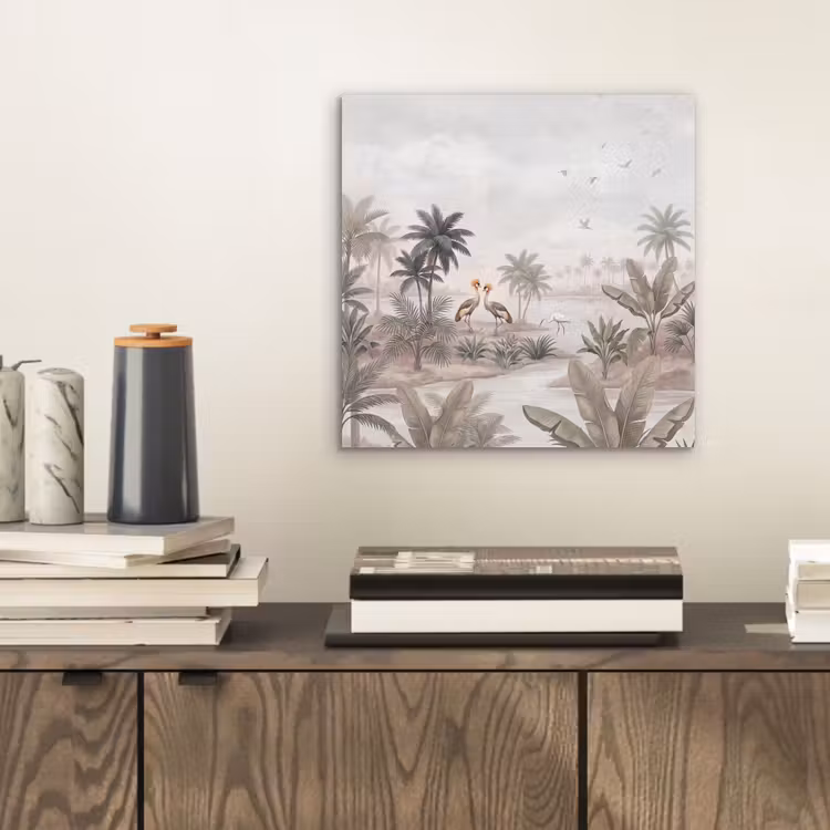 Kraanvogels - Palmbomen - Tropisch aluminium wit klein -sfeer1