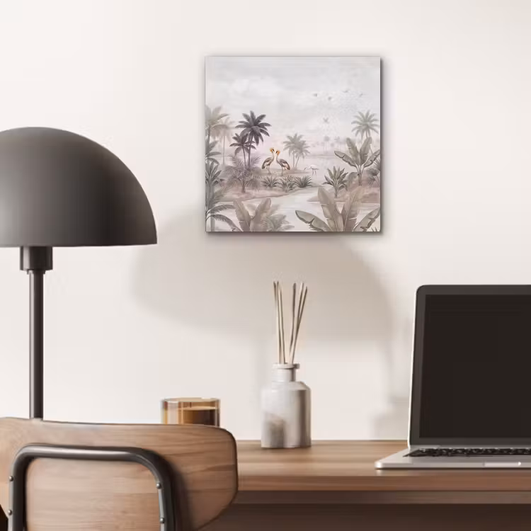 Kraanvogels - Palmbomen - Tropisch aluminium wit klein -sfeer5