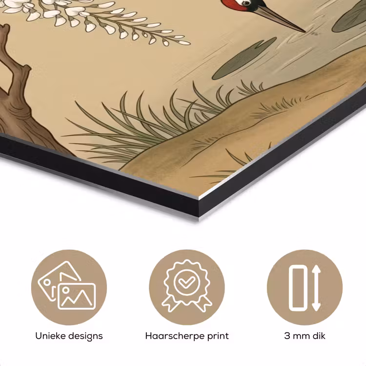 Kraanvogels - Water - Beige aluminium wit klein -closeup_NL